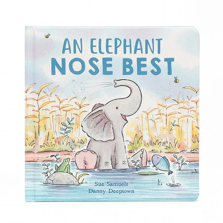 Huggable and charming Jellycat beloved by all ages.Jellycat Board Book - An Elephant Nose Best