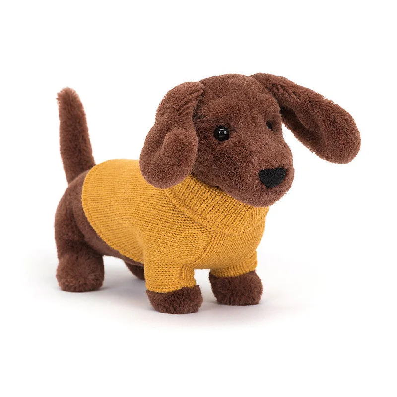 Colorful and vibrant plush creationsJellycat Sweater Sausage Dog Yellow