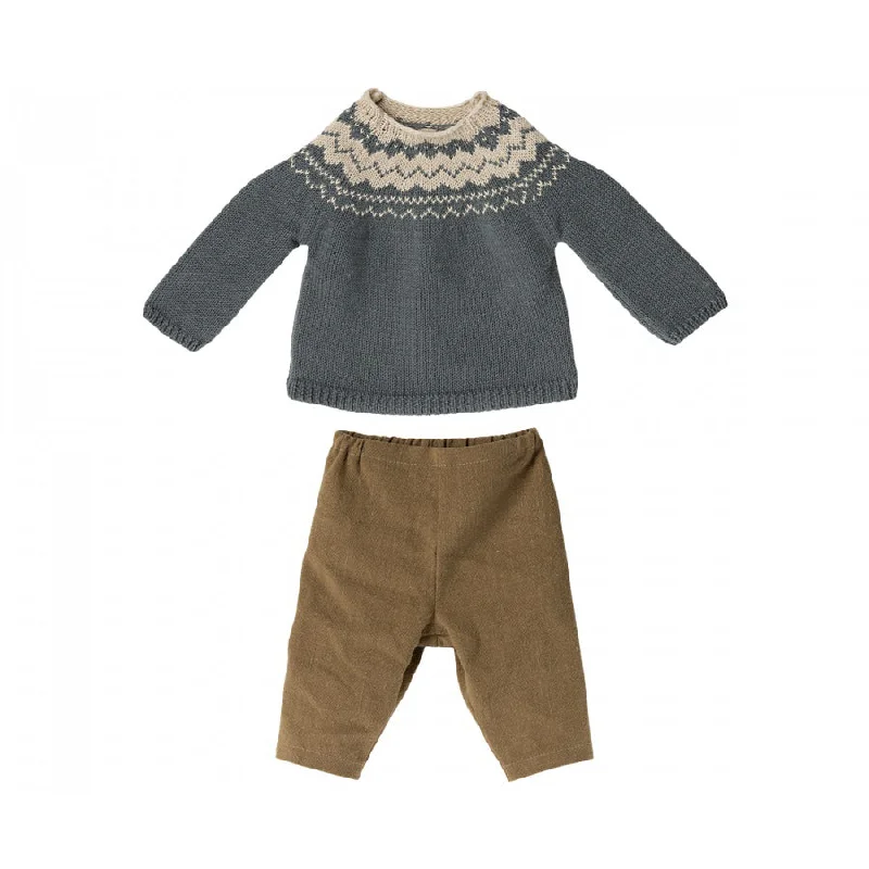 Fluffy and warm toy companionsMaileg Pants and Knitted Sweater, Size 5