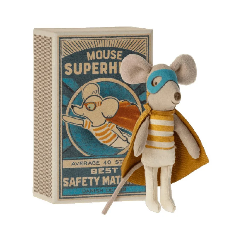 Soft and cuddly stuffed animalsMaileg Super Hero Mouse, Little Brother in Matchbox