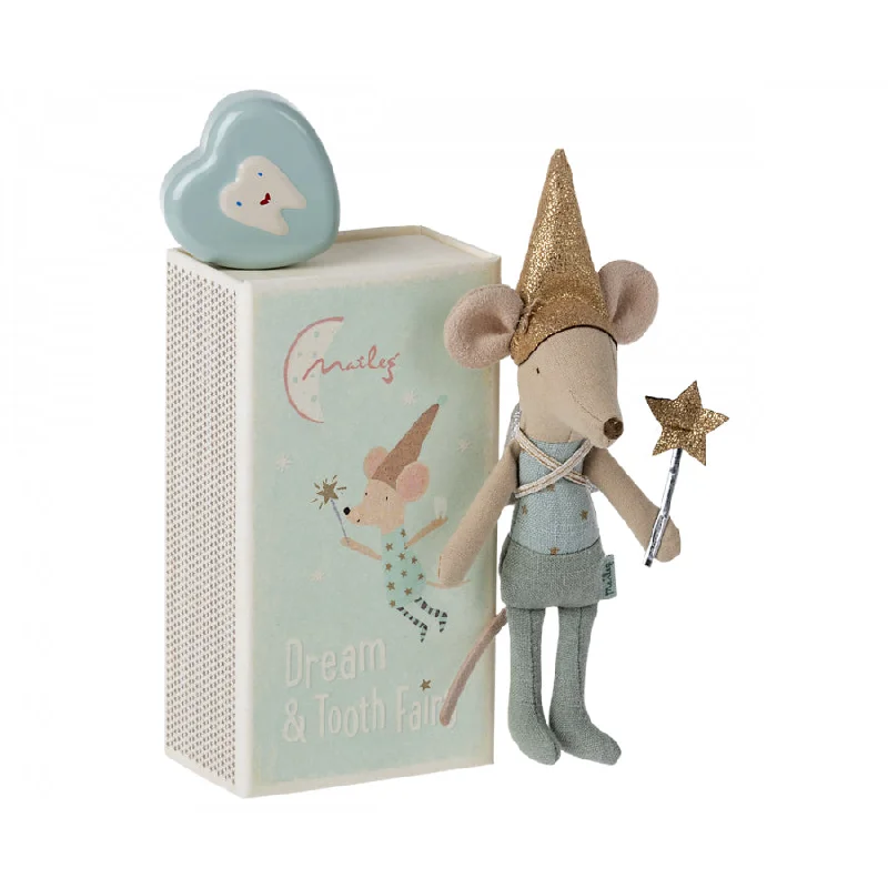 Cheerful and happy stuffed figuresMaileg Tooth Fairy Mouse in Matchbox - Blue