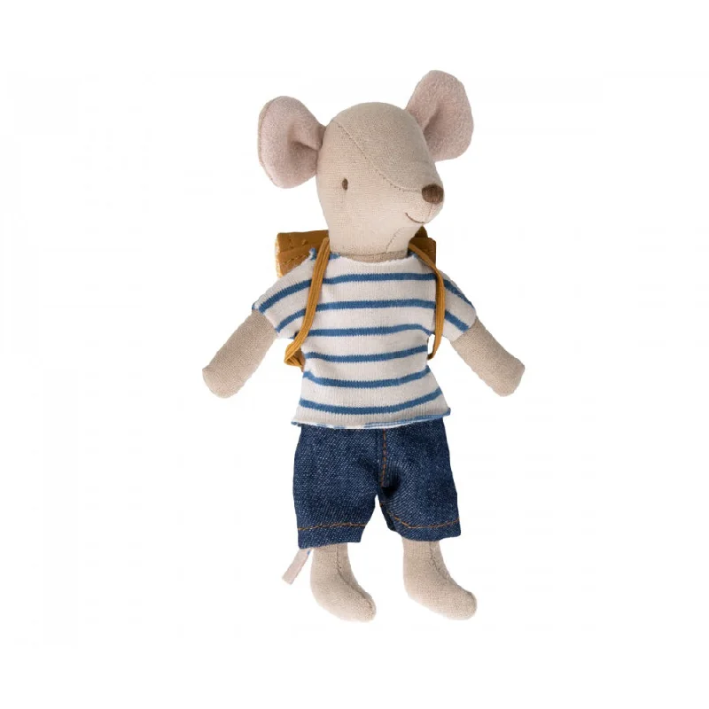 Whimsical and imaginative stuffed toysMaileg Tricycle Mouse, Big Brother with Bag