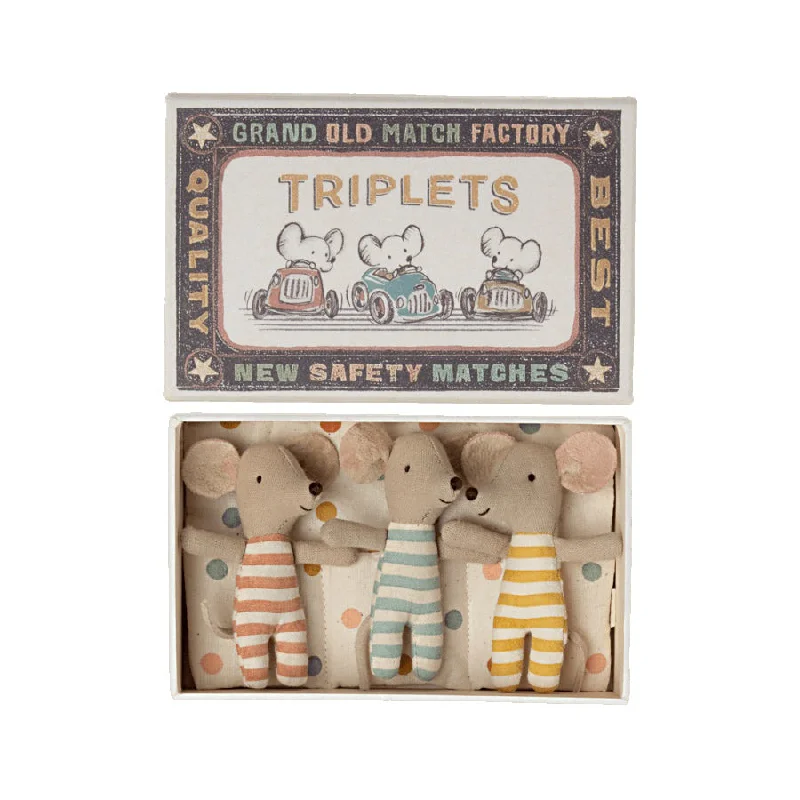 Enchanting and magical plush dollsMaileg Triplets, Baby Mice in Matchbox