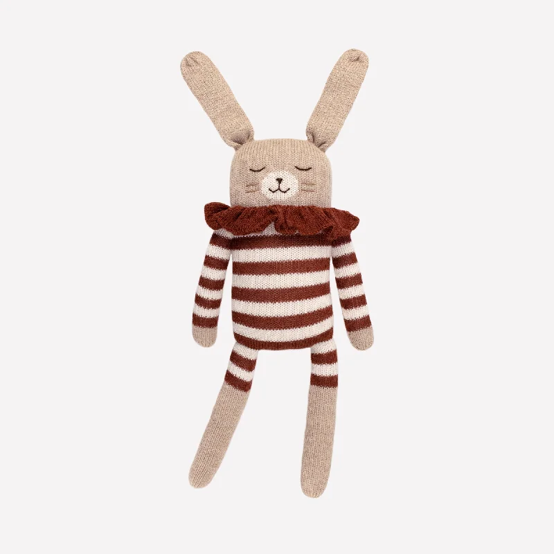 Delightful and enchanting plush friendsMain Sauvage Knit Toy - Big Bunny - Sienna Striped Romper Delightful and enchanting plush friendsMain Sauvage Knit Toy - Big Bunny - Sienna Striped Romper