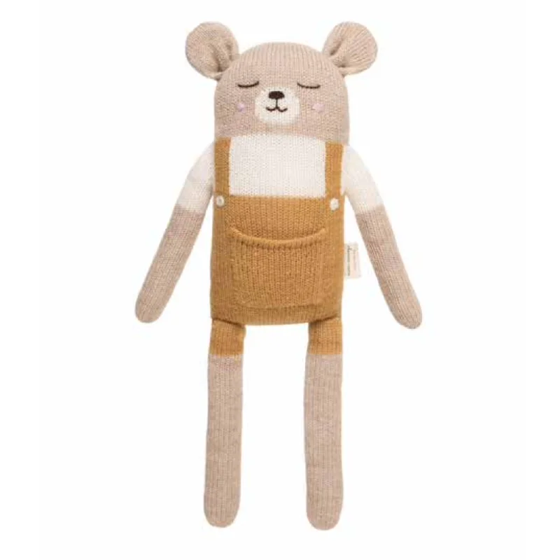 Colorful and vibrant plush creationsMain Sauvage Knit Toy - Big Teddy - Mustard Overalls Colorful and vibrant plush creationsMain Sauvage Knit Toy - Big Teddy - Mustard Overalls