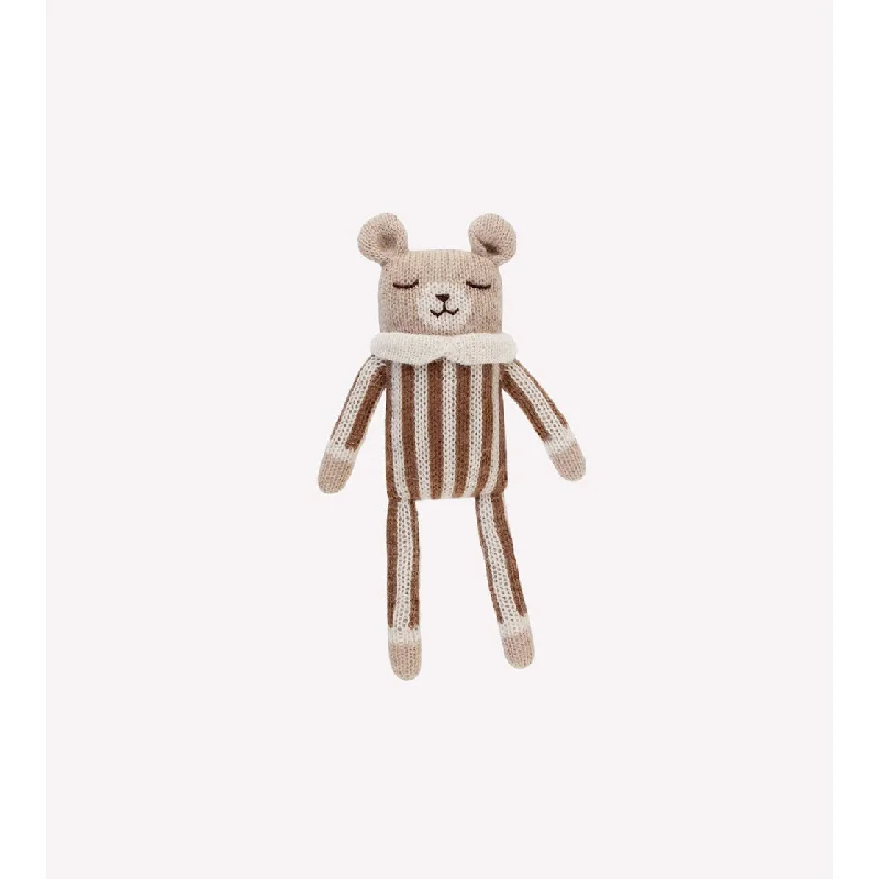 Colorful and vibrant plush creationsMain Sauvage Teddy, Nut Striped Jumpsuit 22cm