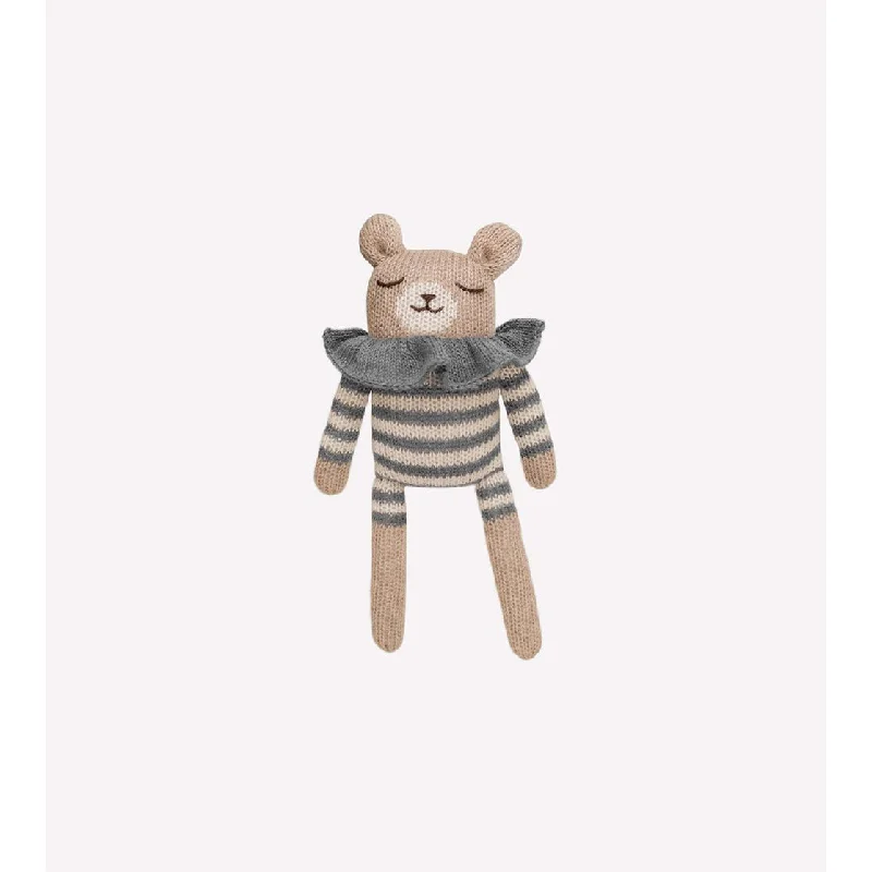 Endearing and lovable stuffed toysMain Sauvage Teddy Slate Striped Romper 22cm