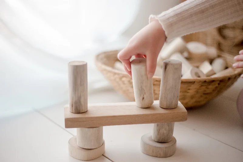 sturdy and durable wooden toys for rough play                   Natural Tree Blocks
