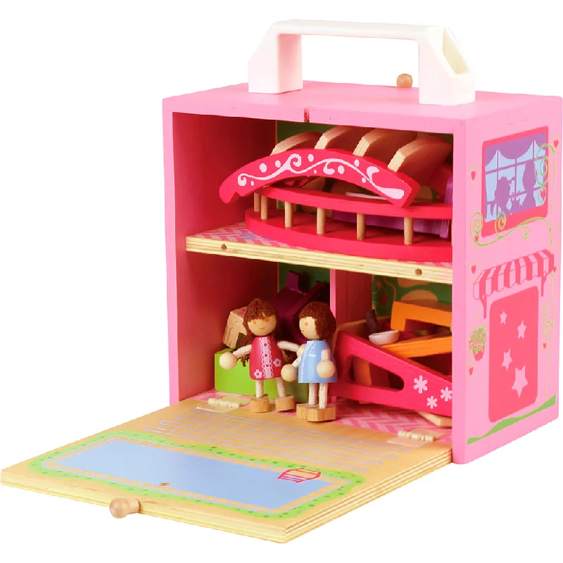 enchanting and whimsical wooden toys that captivate attention                   Bass & Bass Dollhouse Mallette Maison De Poupee
