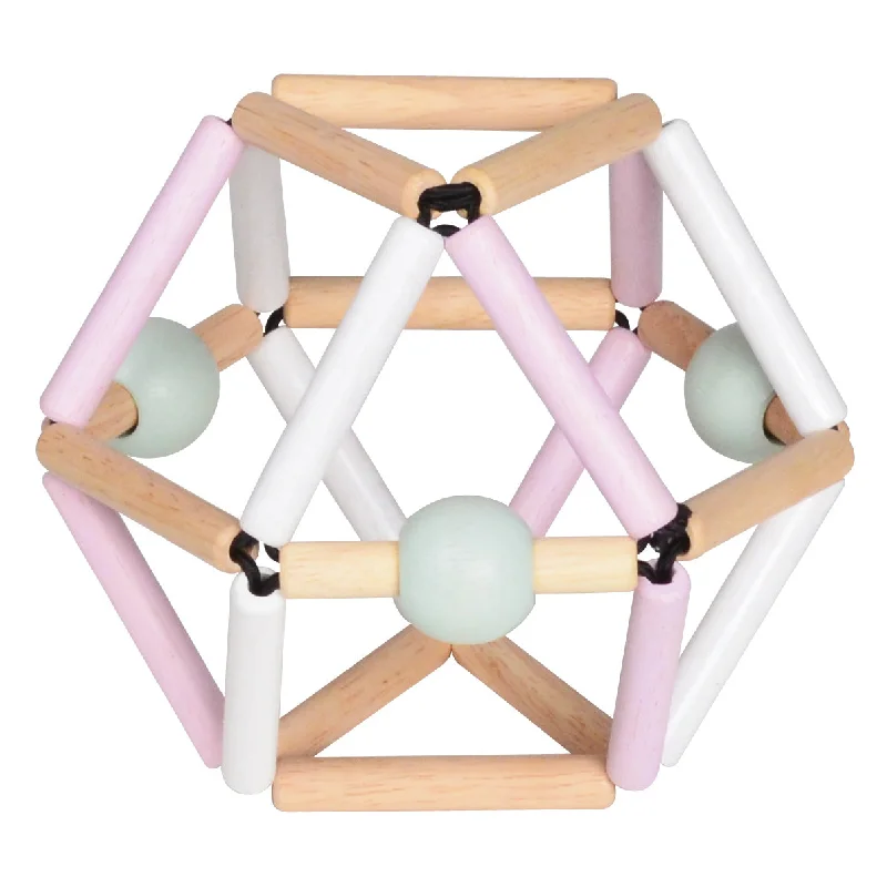 intricately carved wooden toys                   Bass & Bass Rattle & Teether Baby Grabber Nordic Pink