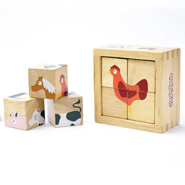 educational wooden toys                   BeginAgain Buddy Blocks - Farm Animals