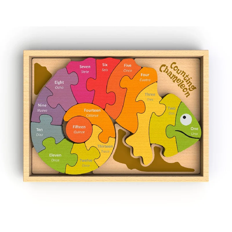 enchanting wooden toys for toddlers                   BeginAgain Counting Chameleon Puzzle