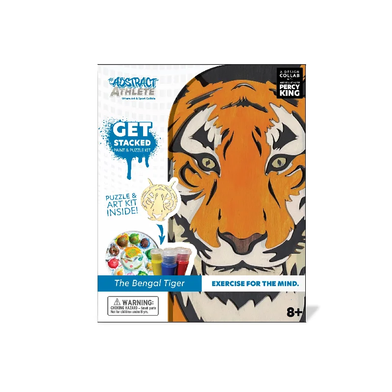sustainable wooden toys                   BeginAgain Get Stacked Paint & Puzzle - Bengal Tiger
