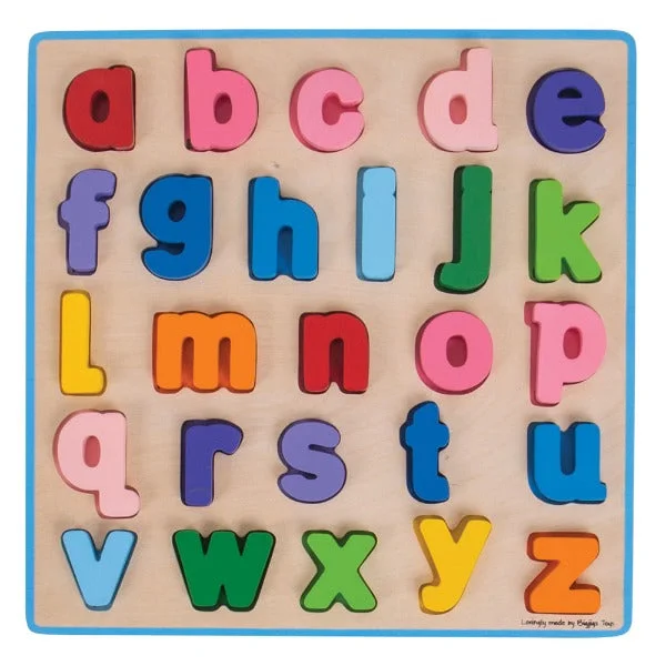 eco-conscious wooden toys that promote sustainability                   BigJigs Toys Lower Case ABC Puzzle - Bright