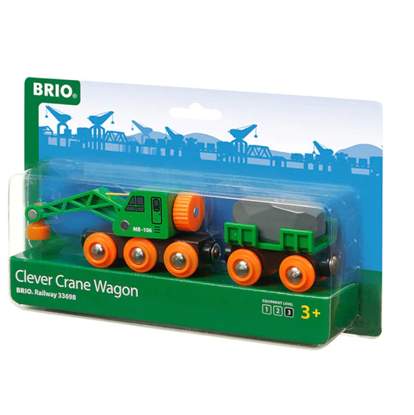 tactile wooden toys                   BRIO Train Clever Crane Wagon 33698