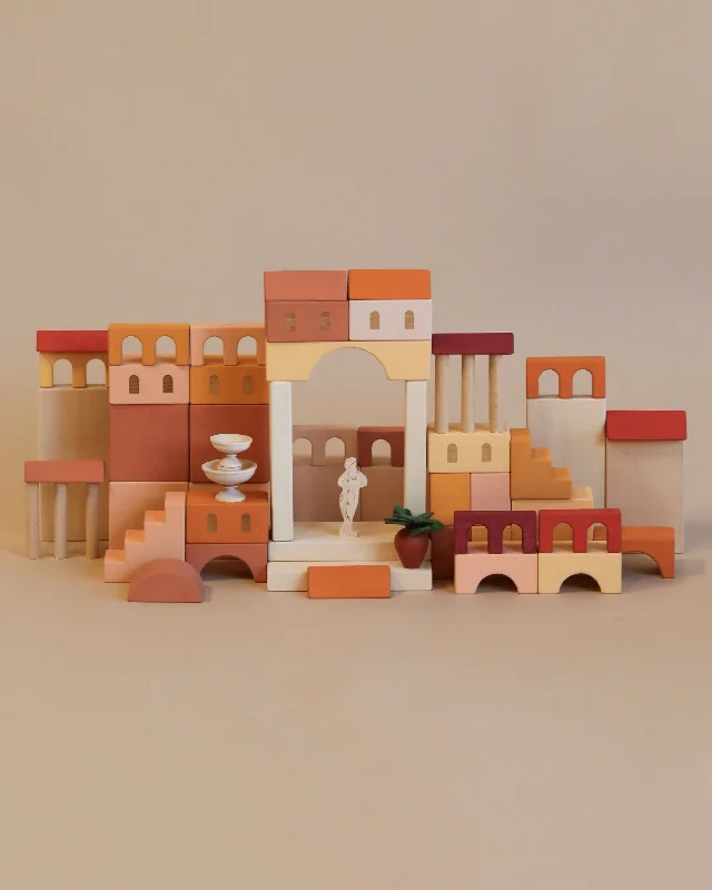 intricately carved wooden toys                   Sabo Concept Italian Courtyard Blocks