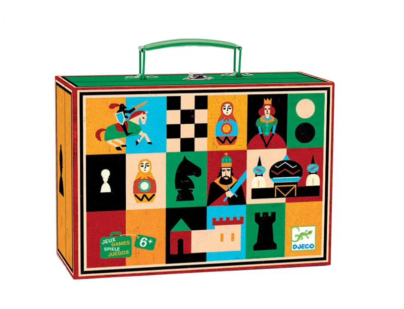 engaging wooden toys                   Djeco Chess and Checkers Set in Case