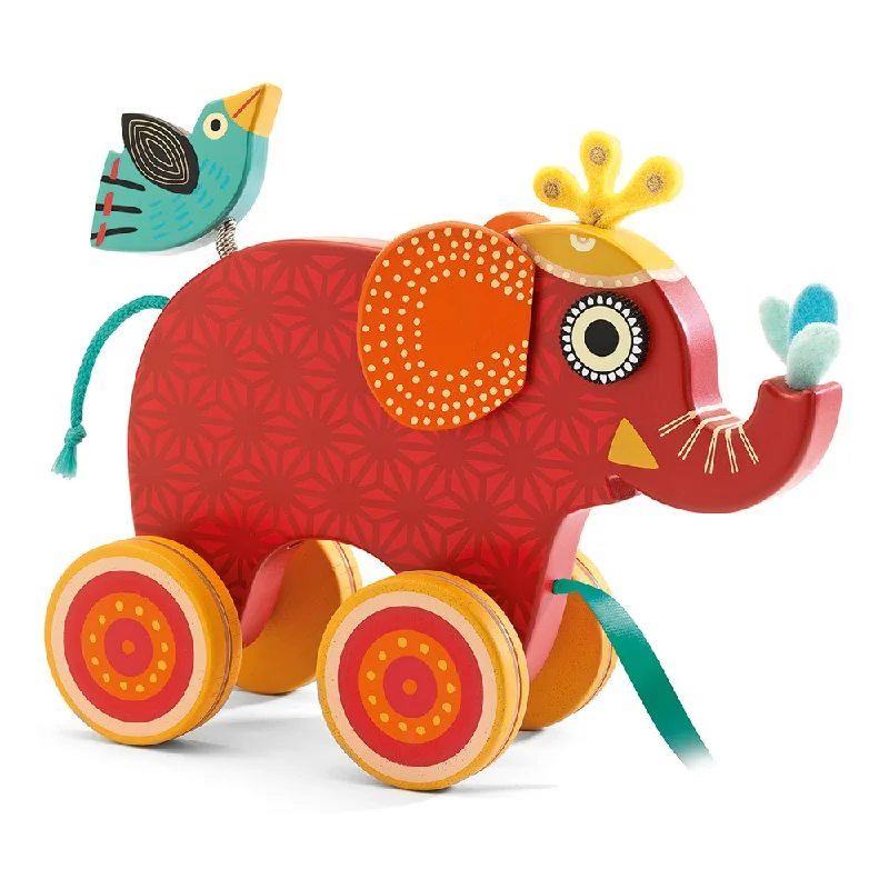 sturdy and durable wooden toys for rough play                   Djeco Indy the Elephant Pull Along