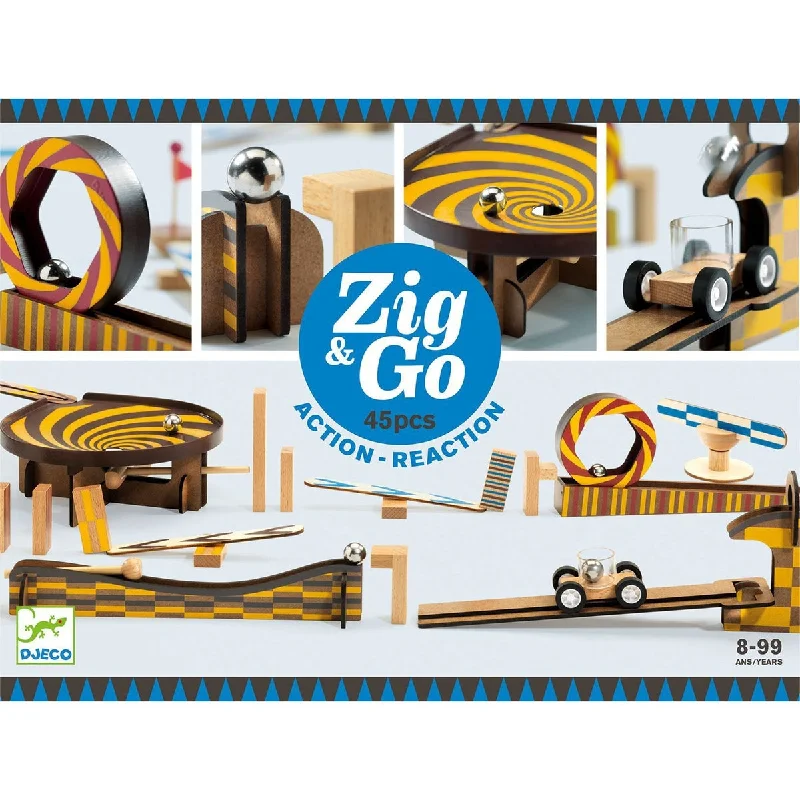 skillfully made wooden toys               Djeco zig & go - wroom construction game 45 pcs