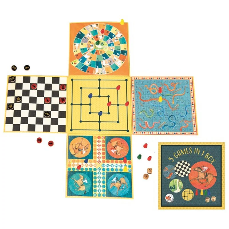 sturdy construction wooden toys                   Egmont Toys 5 Games in 1 Box