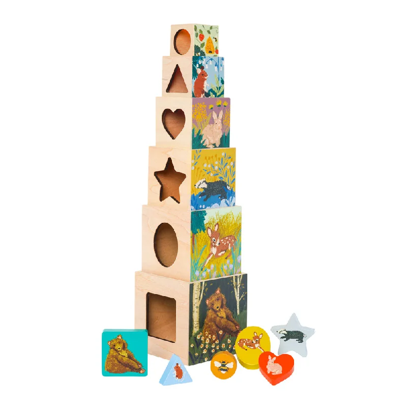 eco-friendly and sustainably made wooden toys                   Enchanted Forest Stacking Blocks