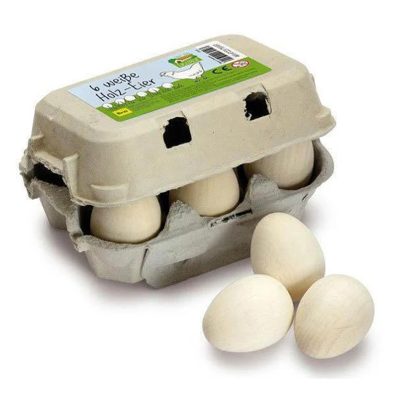 sturdy and reliable wooden toys that provide hours of fun Erzi six wooden white eggs in carton sturdy and reliable wooden toys that provide hours of fun Erzi six wooden white eggs in carton