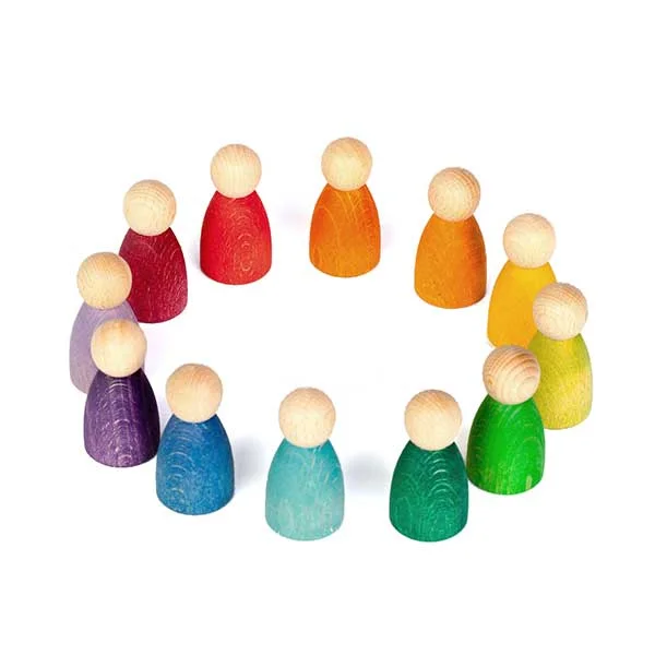 delightful wooden toys for children                   12 Rainbow Nins - Wooden Peg People