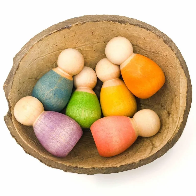 enchanting wooden toys that create lasting memories                   Grapat coloured baby nins with coconut shell 6 pcs