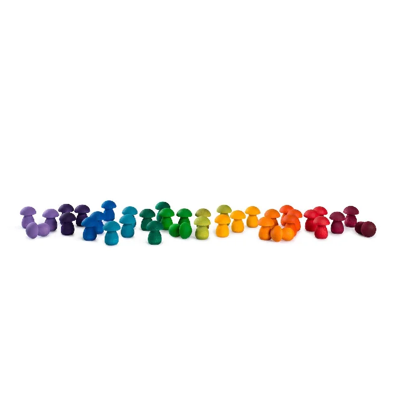 intricately carved wooden toys                   Grapat mandala rainbow mushrooms 36 pcs