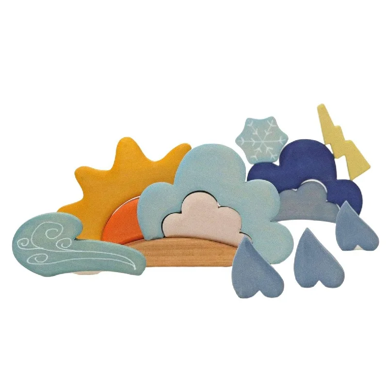 whimsical wooden toys                   Wooden Weather Building Set
