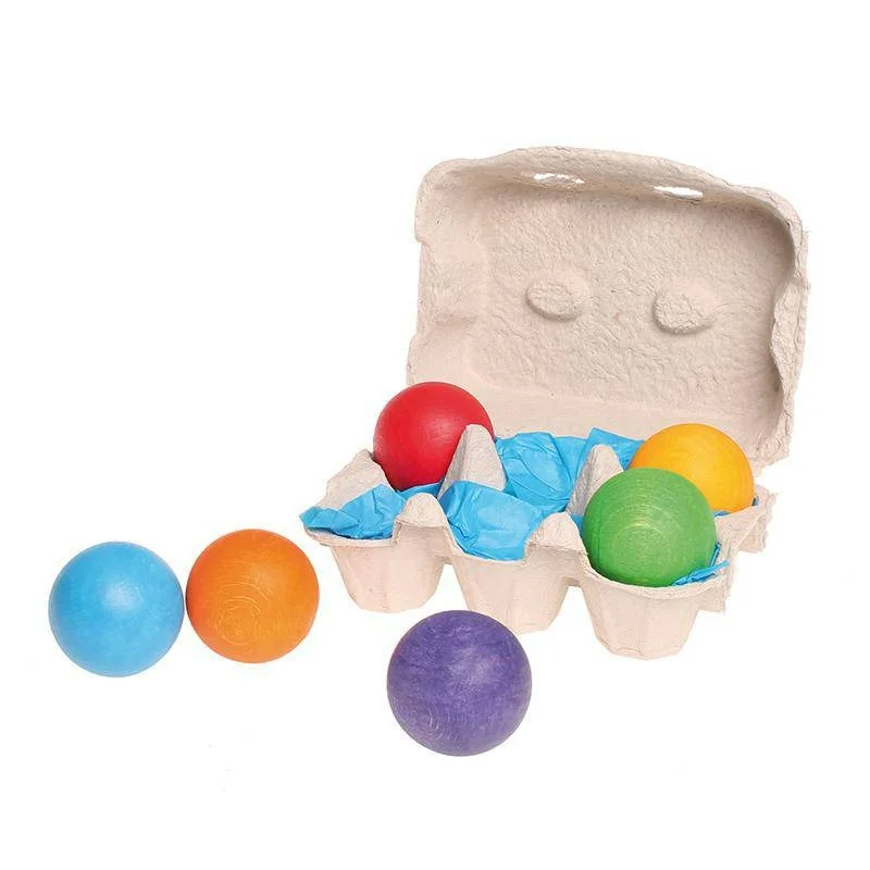 eco-friendly wooden toys made from sustainable materials                   Rainbow Colored Wooden Balls