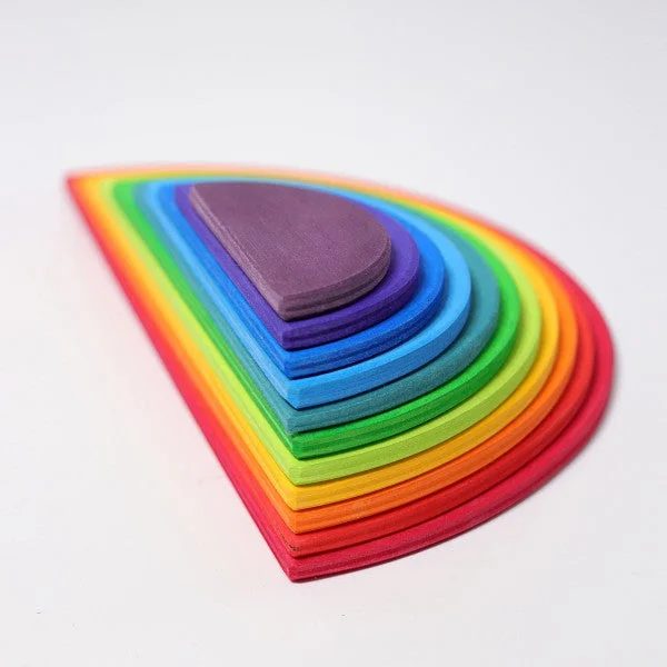 robust and child-safe wooden toys for all ages                   Grimm's large semi circles - rainbow