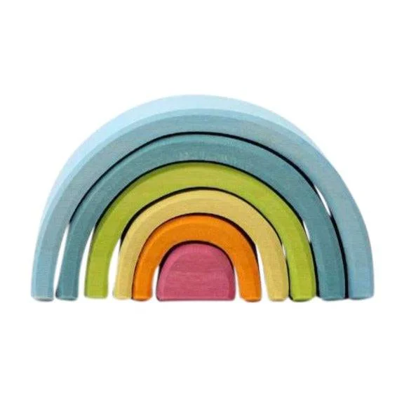 traditional wooden toys                   Mini Wooden Rainbow Stacker - Pastel