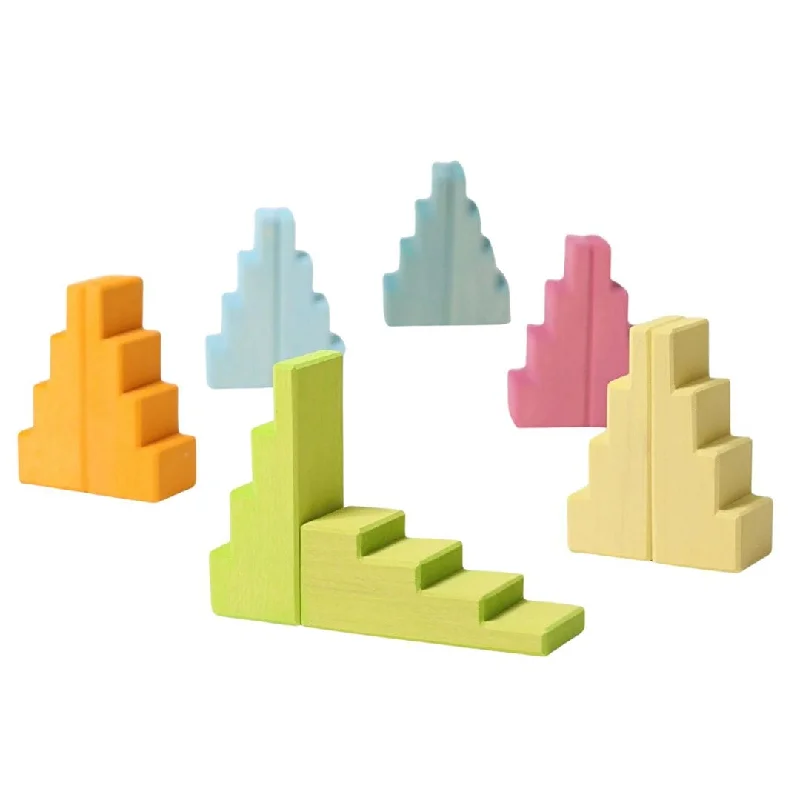enchanting wooden toys that bring joy and happiness to children Wooden Stepped Roofs Building Blocks Set - Pastel enchanting wooden toys that bring joy and happiness to children Wooden Stepped Roofs Building Blocks Set - Pastel