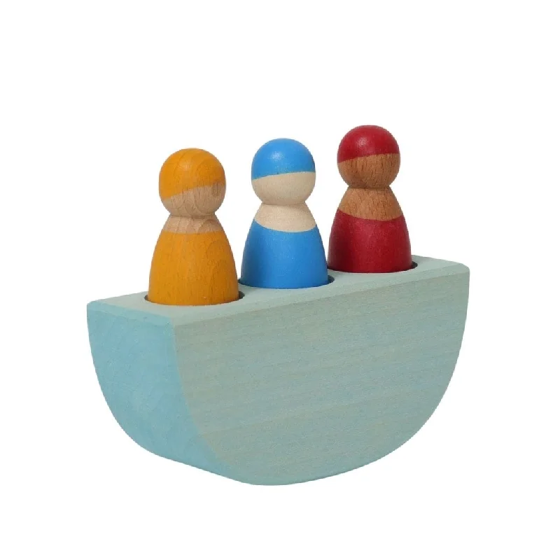 eco-friendly and sustainably made wooden toys                   Wooden Boat With 3 Peg Friends