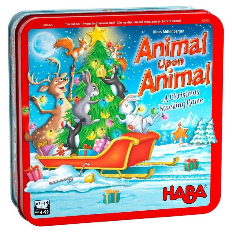 engaging wooden toys                   Animal Upon Animal - Christmas Stacking Game