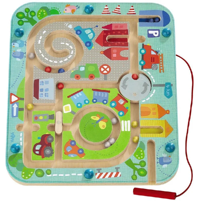 detailed and intricate wooden toys                   Haba magnetic game - town maze