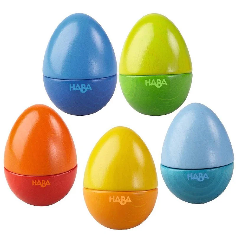 sturdy wooden toys                  Musical Eggs - Wooden Rattles