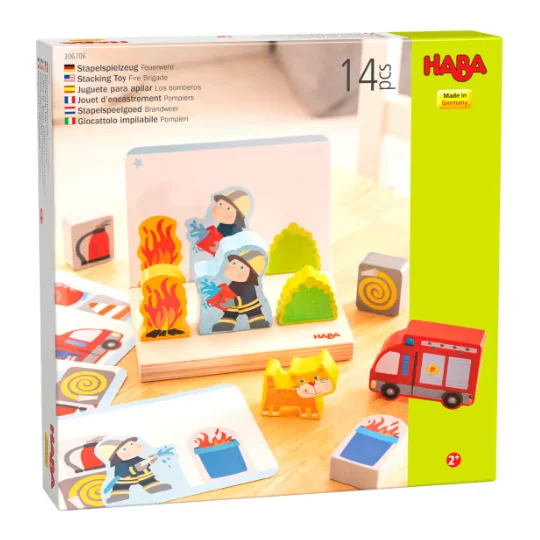 eco-conscious wooden toys                 HABA Stacking Toy Fire Brigade