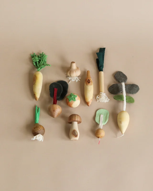 colorful and cheerful wooden toys                   10 Piece Handmade Wooden Vegetable Set
