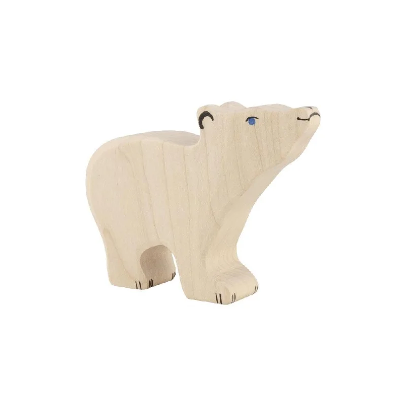 play-value packed wooden toys                   Holztiger small polar bear with head raised