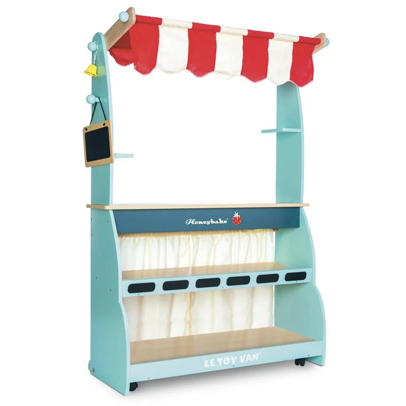 safe and non-toxic wooden toys that parents can trust                   Honeybake 2 in 1 Shop & Cafe Stall