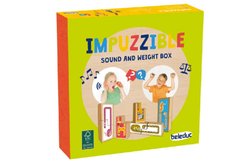 sturdy construction wooden toys                   Impuzzible - Sound and Weight Box
