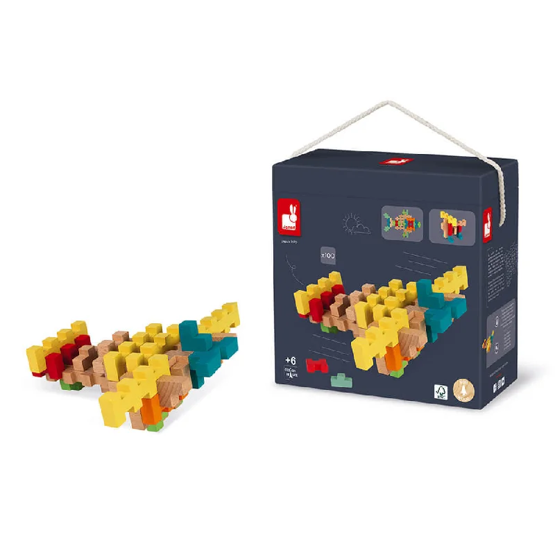 enchanting and magical wooden toys that spark the imagination Janod 100 - Piece Construction Set enchanting and magical wooden toys that spark the imagination Janod 100 - Piece Construction Set