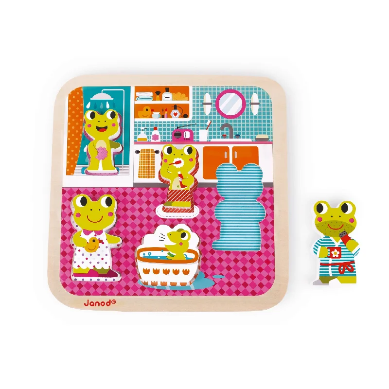 colorful wooden toys for toddlers             Janod Bathroom Chunky Puzzle