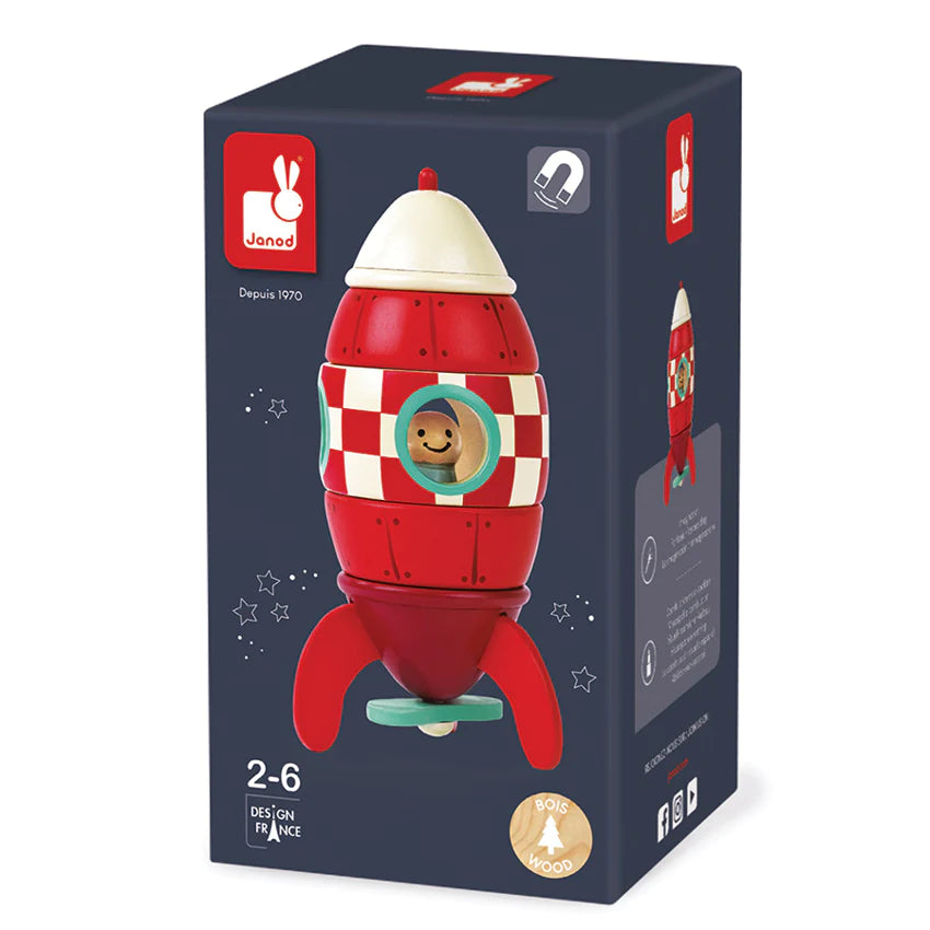safe and appropriate wooden toys for young children Janod Red Magnetic Rocket Wooden safe and appropriate wooden toys for young children Janod Red Magnetic Rocket Wooden