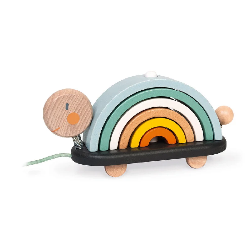 vibrant and colorful wooden toys for toddlers                   Janod Sweet Cocoon Rainbow Turtle