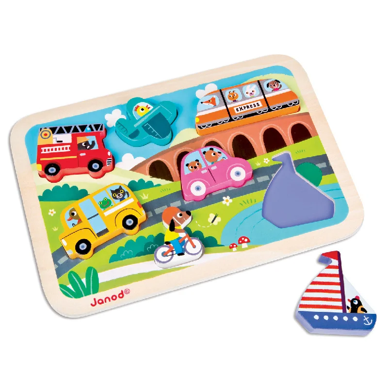 enchanting and whimsical wooden toys that captivate attention                   Janod Vehicles Chunky Puzzle