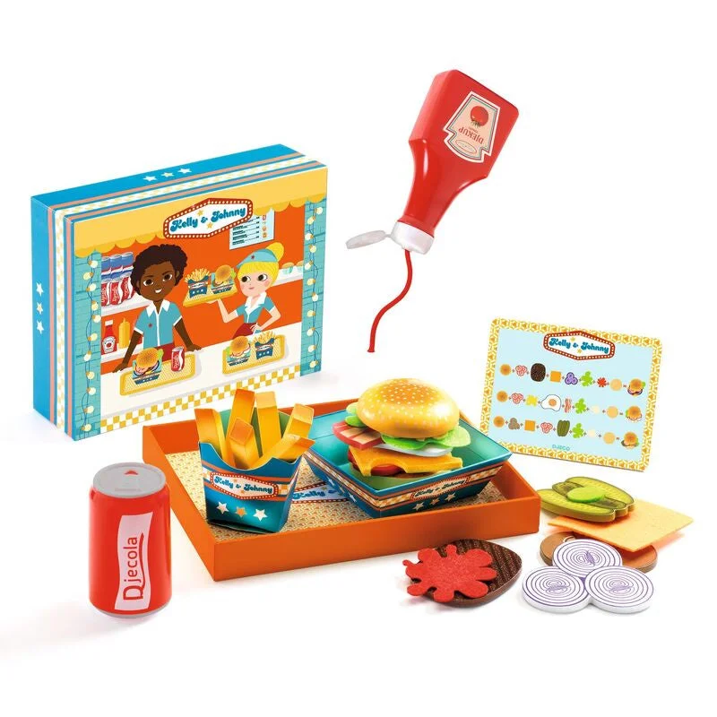 eco-friendly and sustainably made wooden toys                   Kelly & Johnny Burger Set