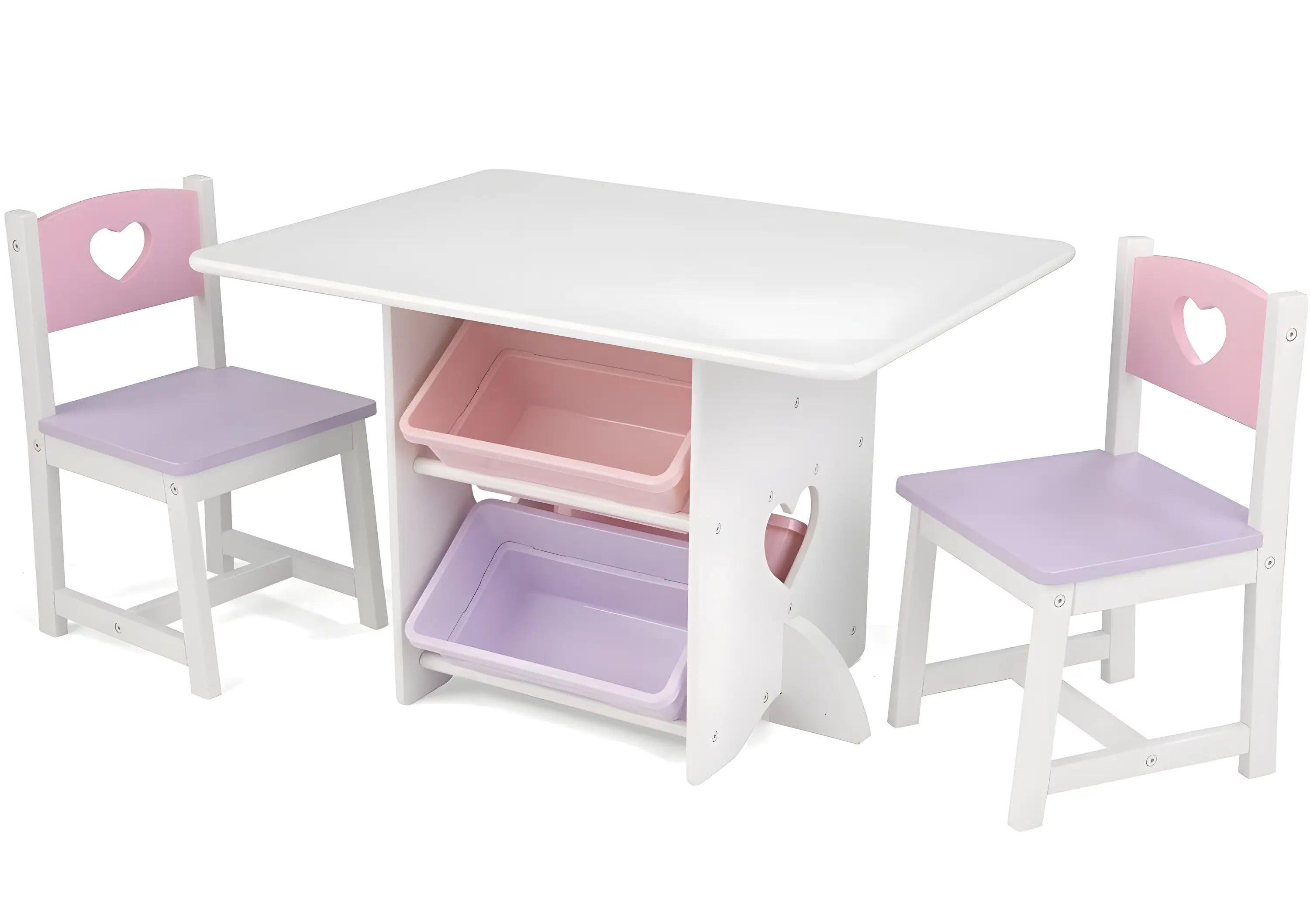 durable wooden toys                  KidKraft 26913 Heart Wooden Table and 2 Chair Set with Storage Bins